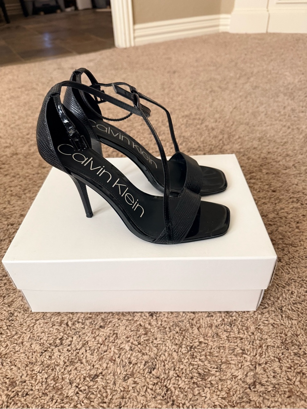 Calvin Klein Black Strappy Stiletto Sandals